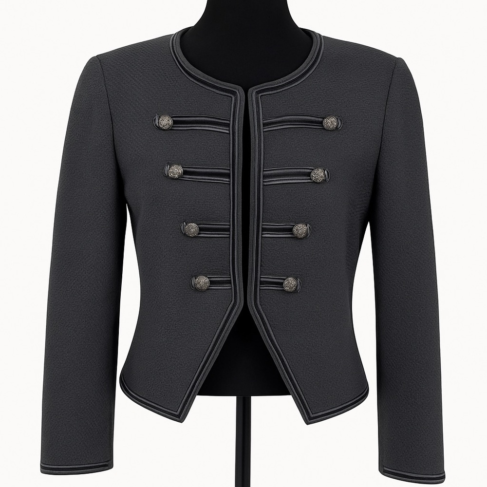 St. John Charcoal Military-Style Blazer